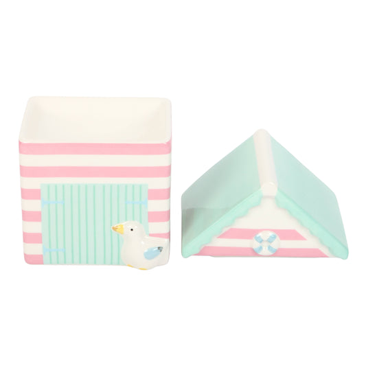 Pastel Beach Hut Ceramic Oil Burner – Coastal Fragrance Diffuser