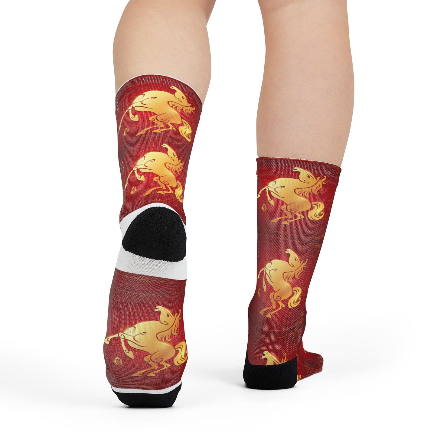 Year of the Horse Red Crew Socks – Chinese New Year Zodiac Sublimation Socks