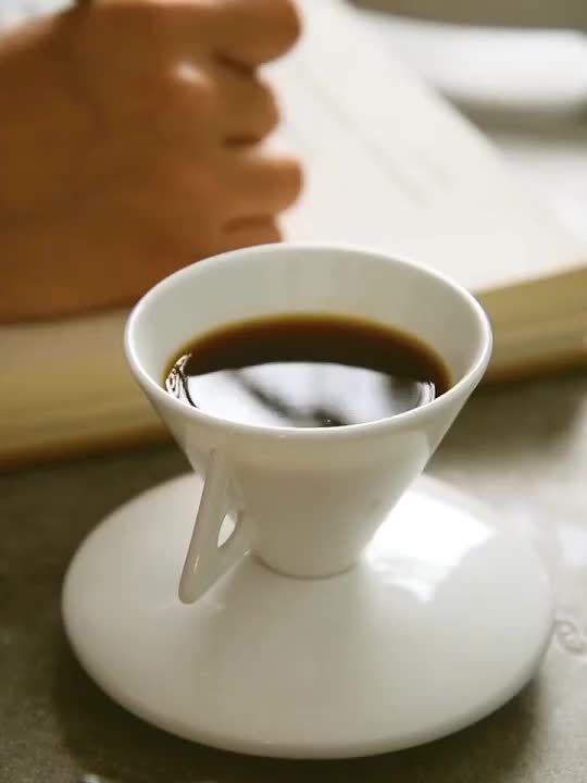 Pyramid Espresso Cup & Saucer Set — Bone China, Set of 2 (70ml)