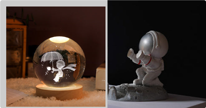 3D Crystal Ball Night Light | Solar System LED Lamp | Wooden Base | 19 Designs NZ