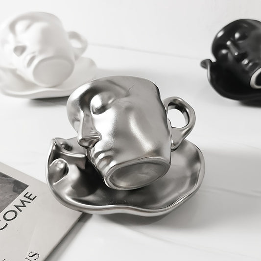 Ceramic Kiss Espresso Cup | Artistic Kissing Faces Design