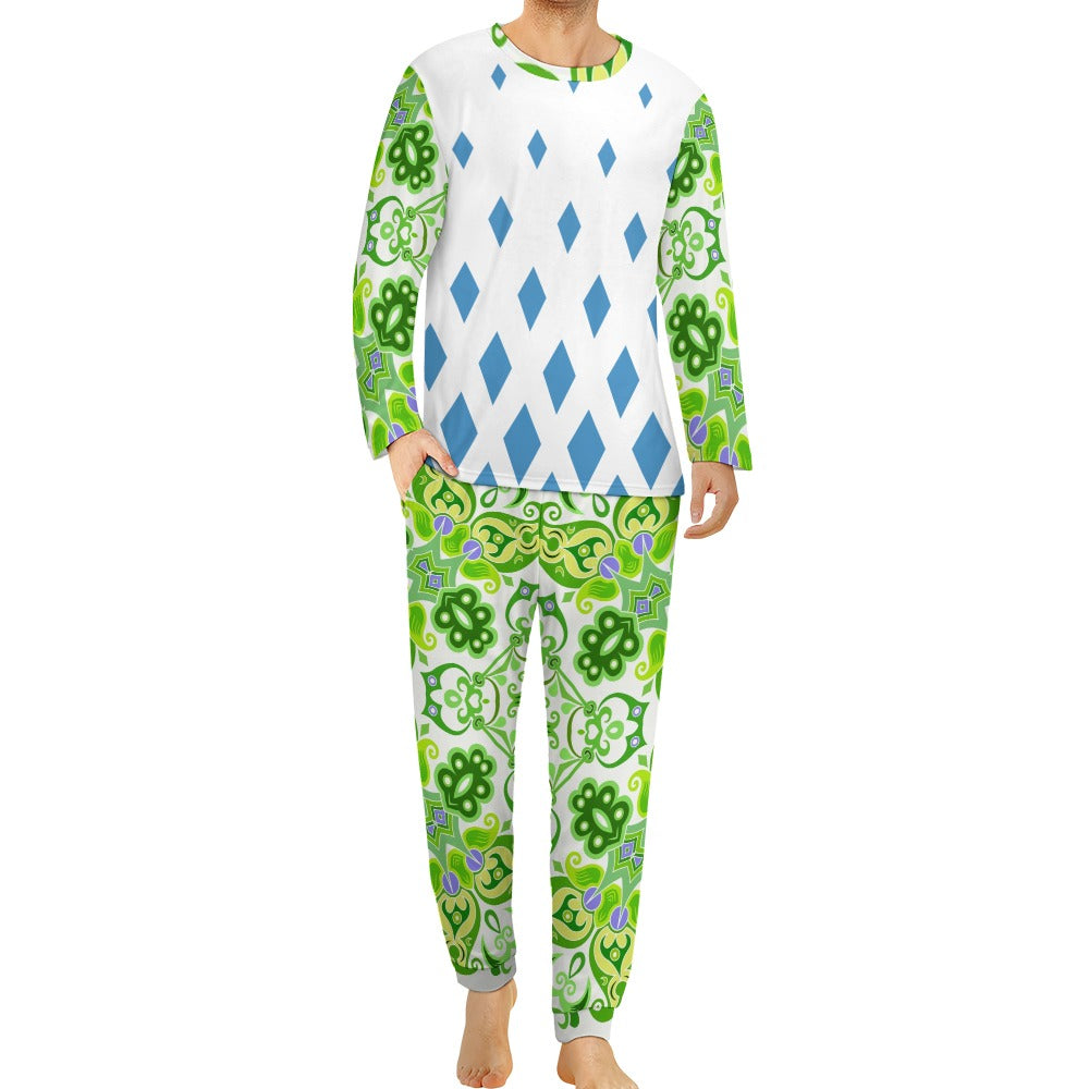 Men's Long Sleeve Pajama Set — White