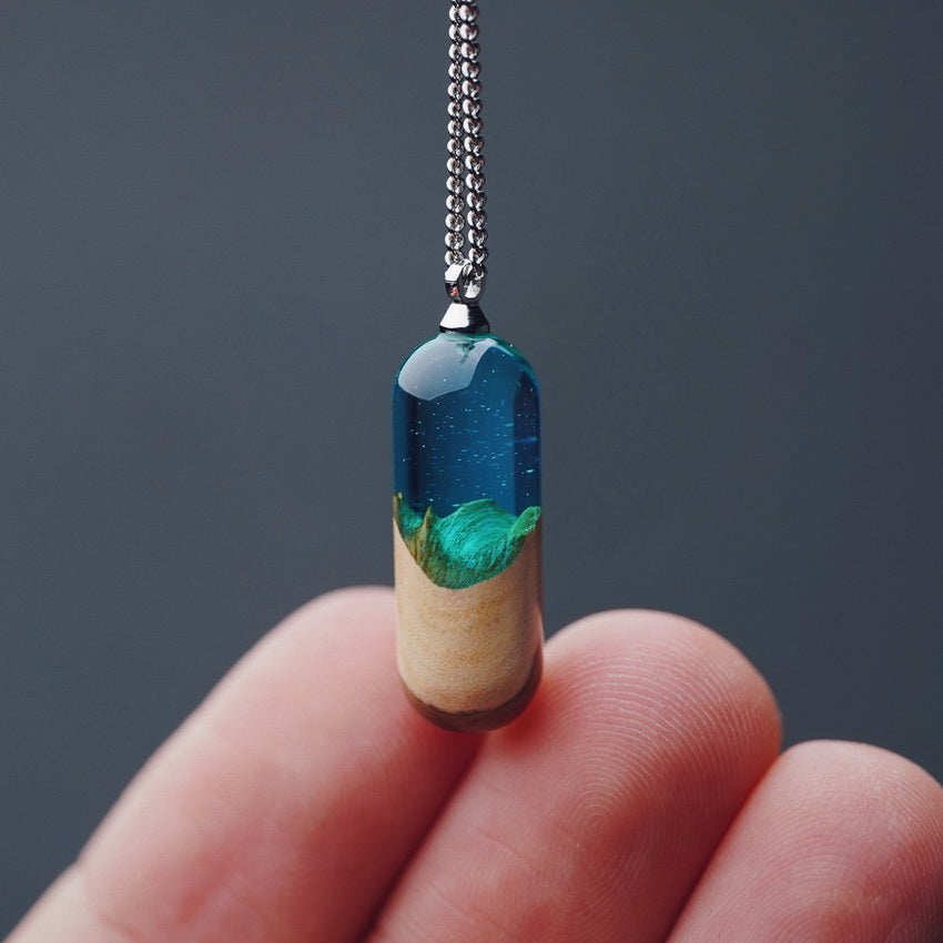 Handcrafted Resin Time Capsule Pendant Necklace | Log Style Jewellery | 4 Colours NZ