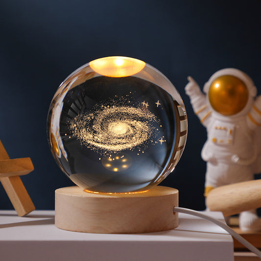 3D Crystal Ball Night Light | Solar System LED Lamp | Wooden Base | 19 Designs NZ