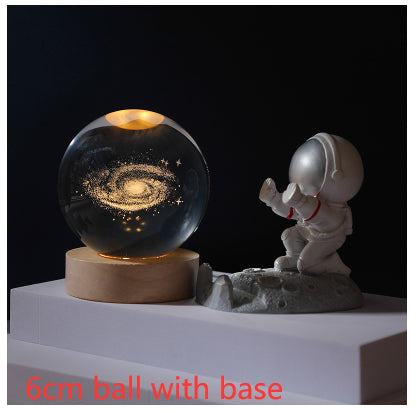 3D Crystal Ball Night Light | Solar System LED Lamp | Wooden Base | 19 Designs NZ