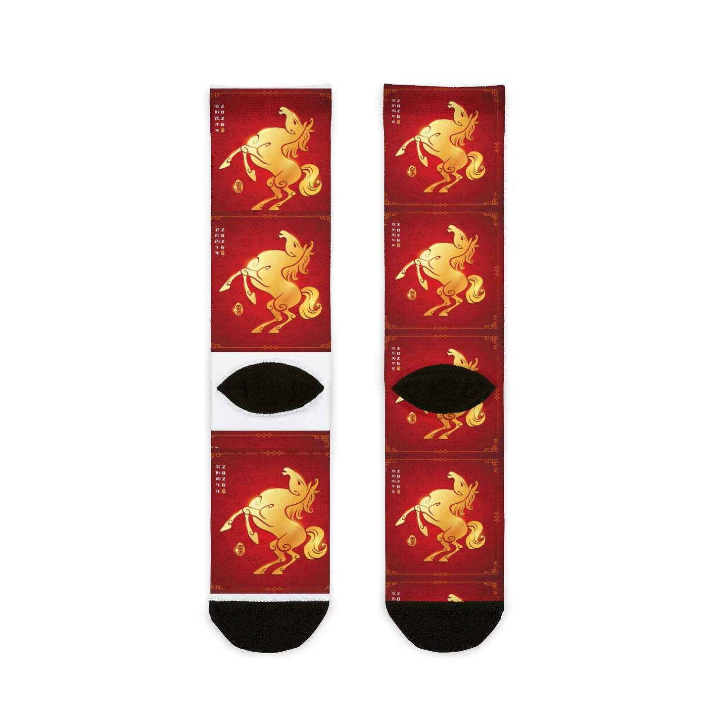 Year of the Horse Red Crew Socks – Chinese New Year Zodiac Sublimation Socks
