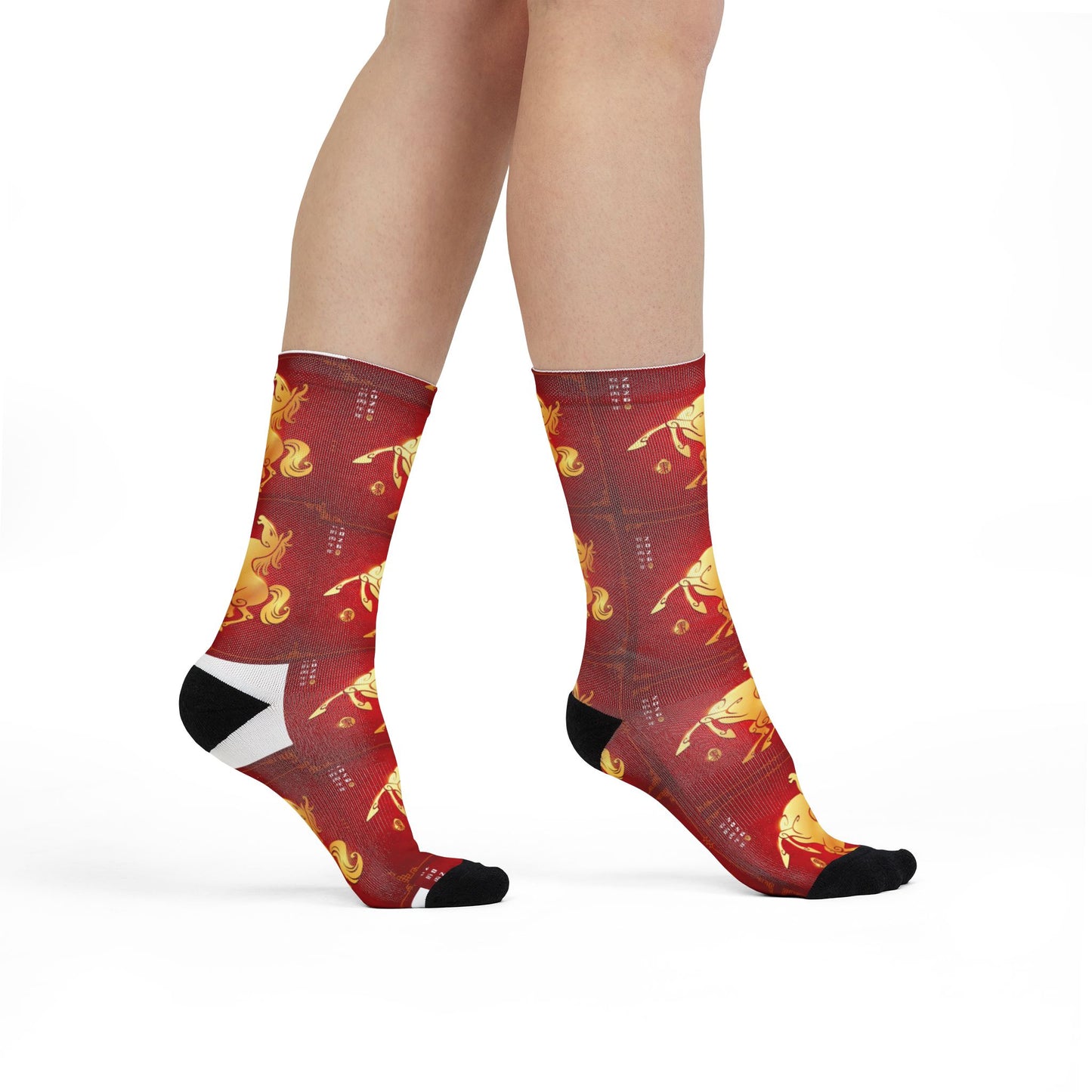 Year of the Horse Red Crew Socks – Chinese New Year Zodiac Sublimation Socks
