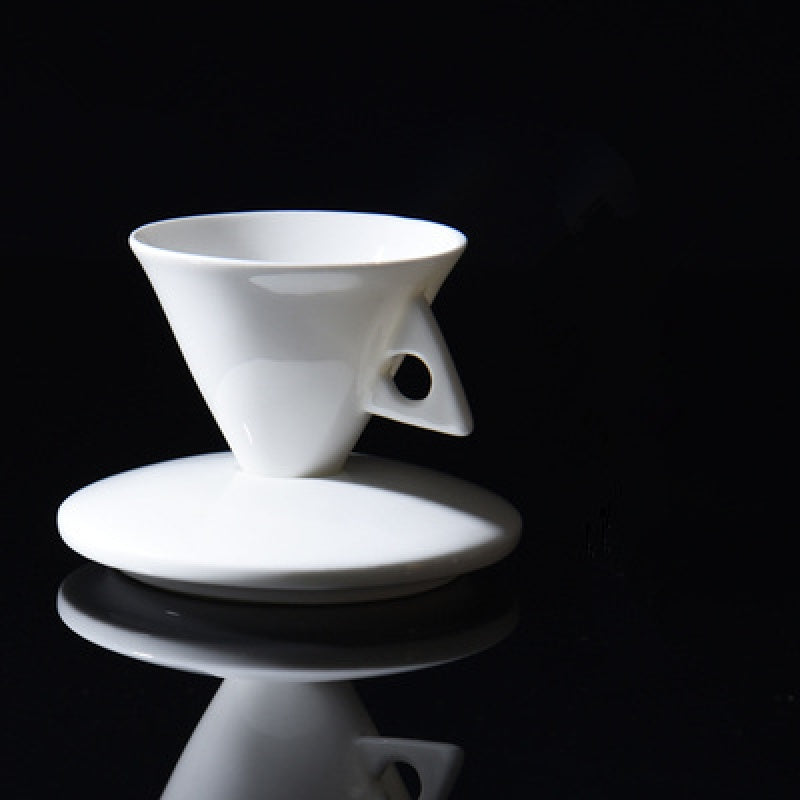 Pyramid Espresso Cup & Saucer Set — Bone China, Set of 2 (70ml)