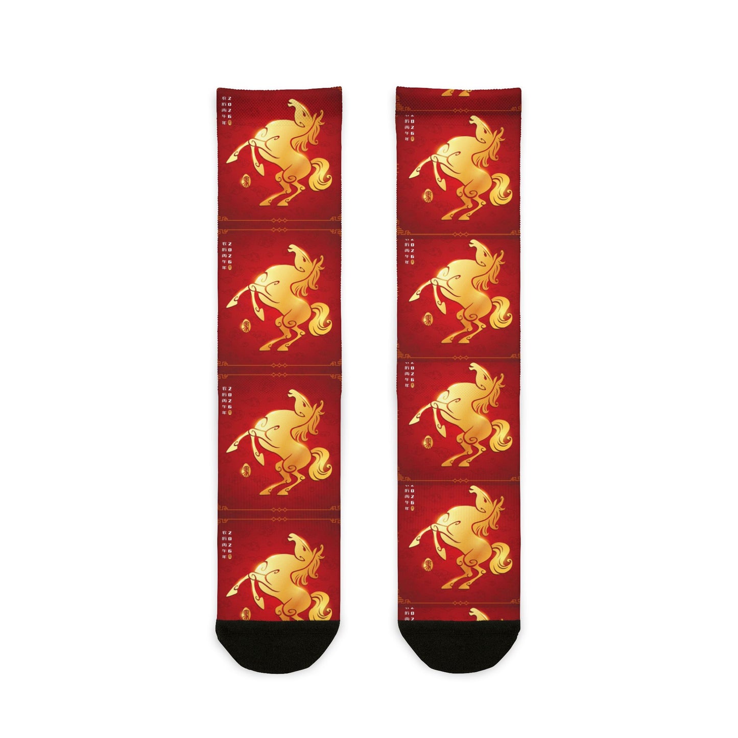 Year of the Horse Red Crew Socks – Chinese New Year Zodiac Sublimation Socks