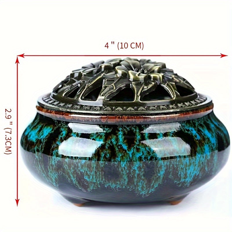 Handcrafted Ceramic Incense Burner Set — Stick Holder, Heat Cover & Trial Incense Included