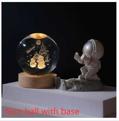 3D Crystal Ball Night Light | Solar System LED Lamp | Wooden Base | 19 Designs NZ