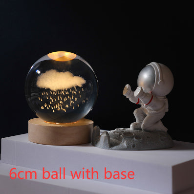 3D Crystal Ball Night Light | Solar System LED Lamp | Wooden Base | 19 Designs NZ