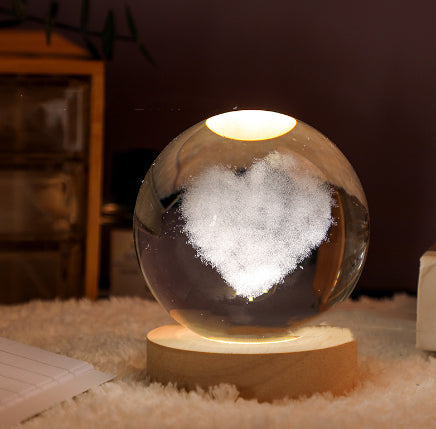 3D Crystal Ball Night Light | Solar System LED Lamp | Wooden Base | 19 Designs NZ