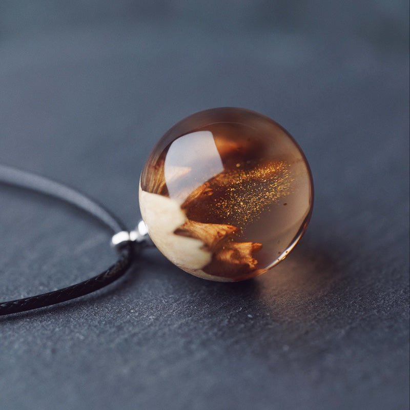 Amber Log Resin Pendant Necklace | Australian Red Eucalyptus Wood | Handcrafted NZ