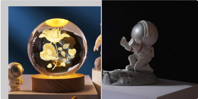 3D Crystal Ball Night Light | Solar System LED Lamp | Wooden Base | 19 Designs NZ