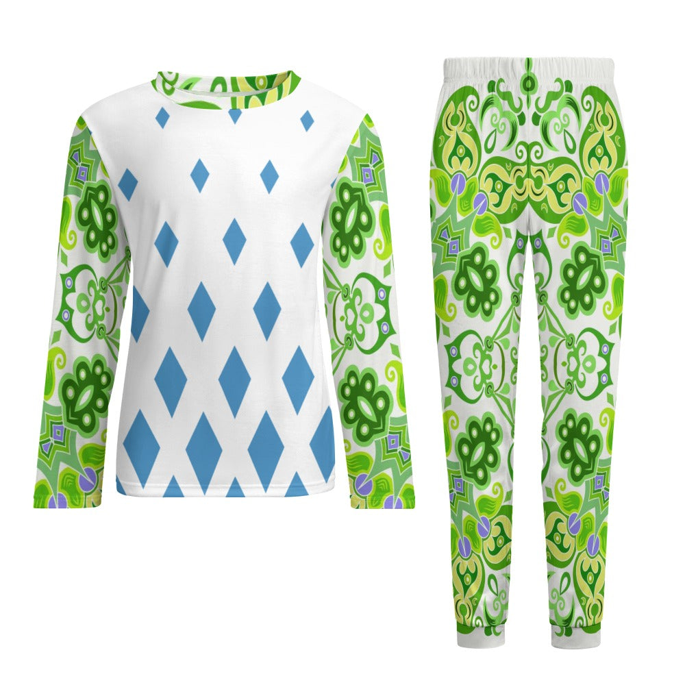 Men's Long Sleeve Pajama Set — White