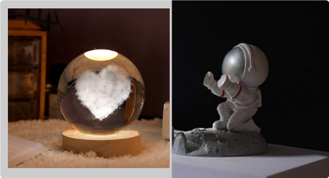 3D Crystal Ball Night Light | Solar System LED Lamp | Wooden Base | 19 Designs NZ
