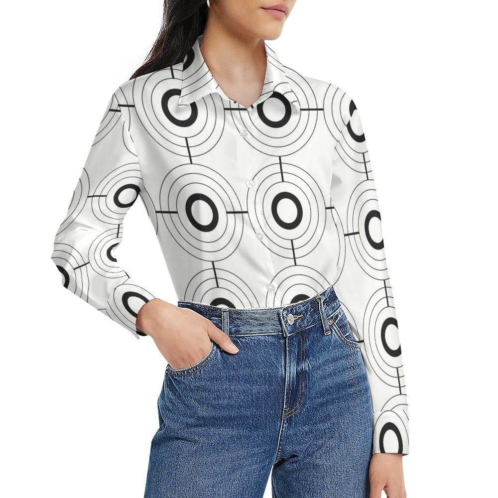 Women's Long Sleeve Button-Up Shirt — White