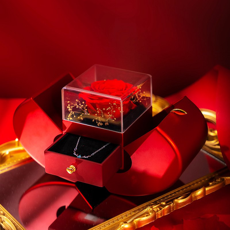 Eternal Rose Necklace Gift Box – Preserved Flower Jewellery Set