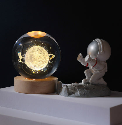 3D Crystal Ball Night Light | Solar System LED Lamp | Wooden Base | 19 Designs NZ