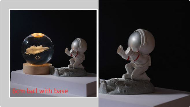 3D Crystal Ball Night Light | Solar System LED Lamp | Wooden Base | 19 Designs NZ