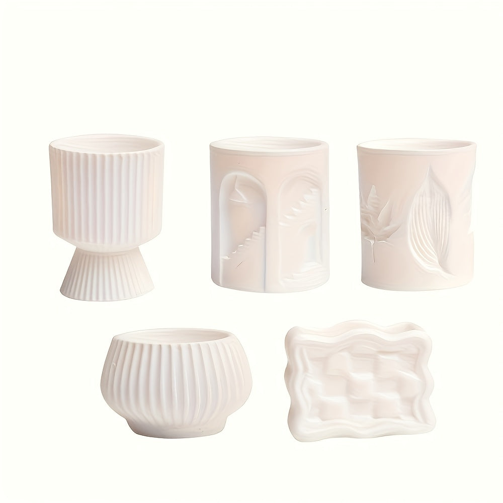 10pcs Mini White Resin Flower Pots - Miniature Garden Decor & Craft Supplies