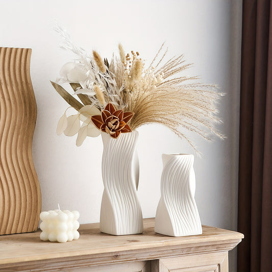 Ceramic Vase Set of 2 | Modern Minimalist Oblong Planters | Home Decor NZ