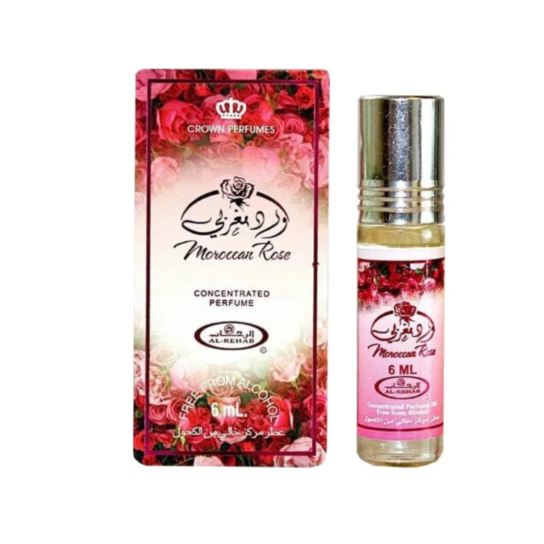 Al Rehab Moroccan Rose Perfume Oil 6ml - Alcohol-Free Unisex Fragrance