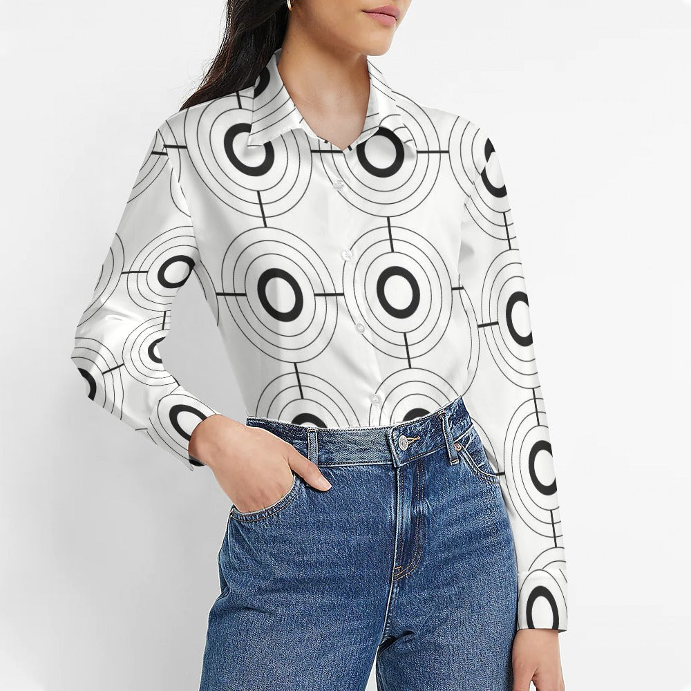 Women's Long Sleeve Button-Up Shirt — White