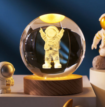 3D Crystal Ball Night Light | Solar System LED Lamp | Wooden Base | 19 Designs NZ