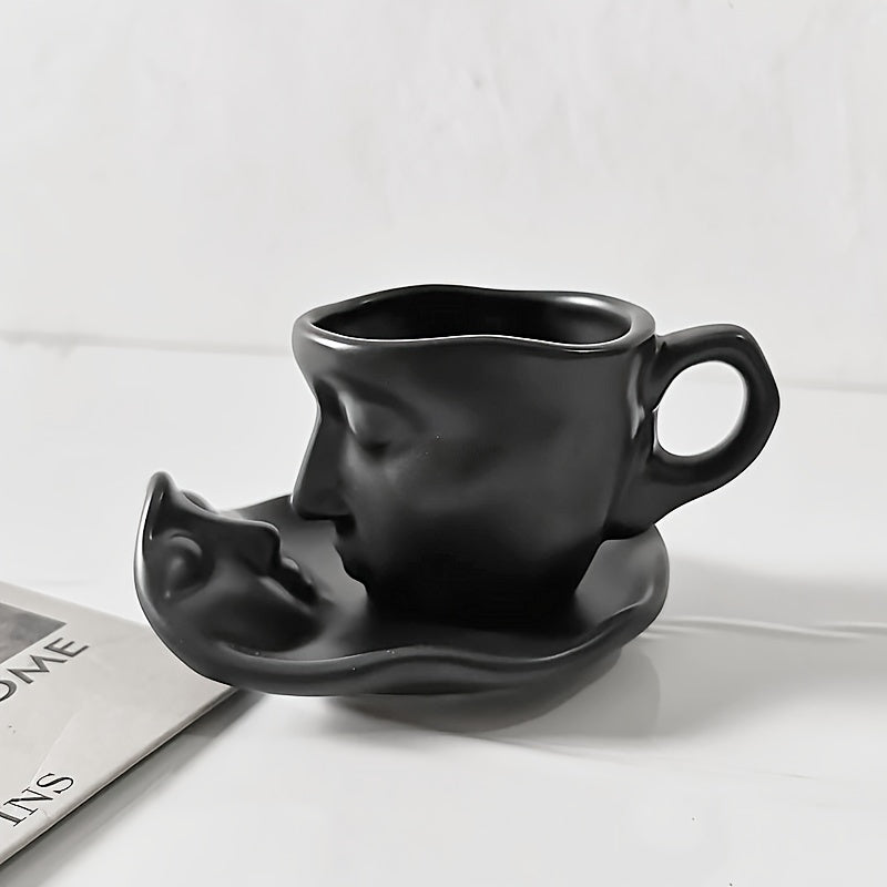 Ceramic Kiss Espresso Cup | Artistic Kissing Faces Design