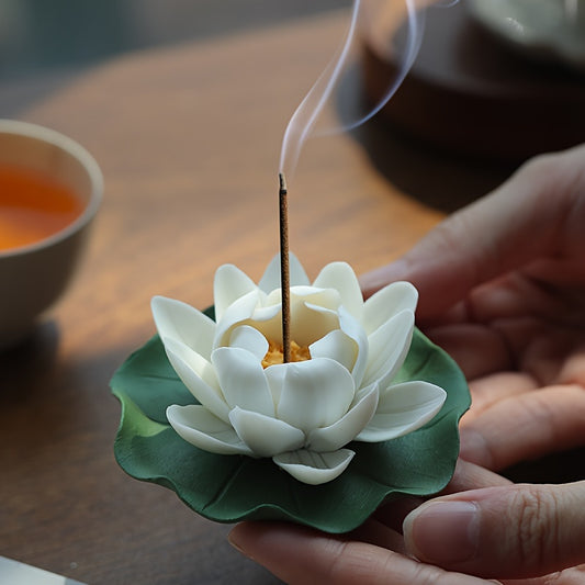 Ceramic Lotus Incense Burner | Zen Meditation & Mindfulness Home Decor NZ