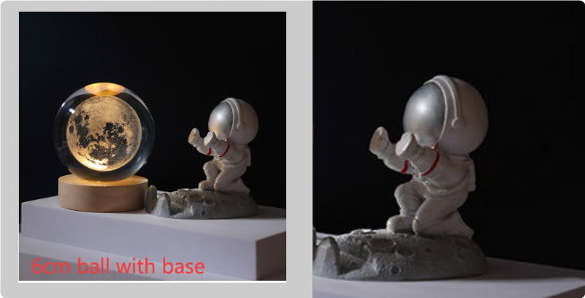 3D Crystal Ball Night Light | Solar System LED Lamp | Wooden Base | 19 Designs NZ