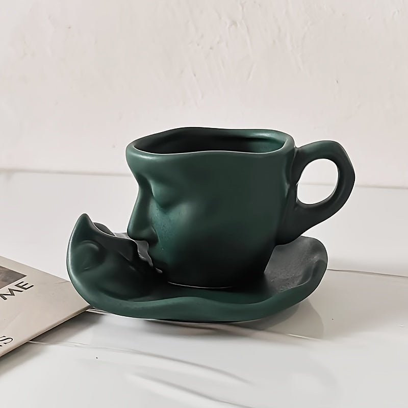 Ceramic Kiss Espresso Cup | Artistic Kissing Faces Design