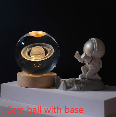 3D Crystal Ball Night Light | Solar System LED Lamp | Wooden Base | 19 Designs NZ