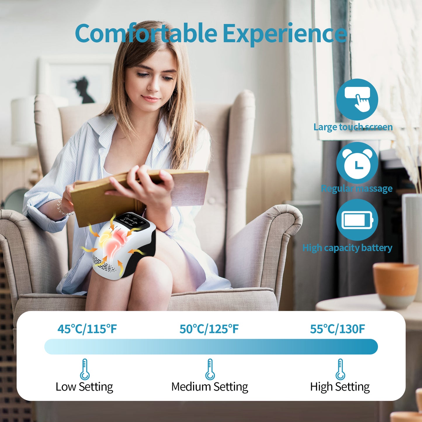 Electric Knee Massager with Heat & Infrared – Rechargeable Pain Relief Device