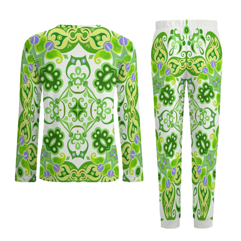 Men's Long Sleeve Pajama Set — White