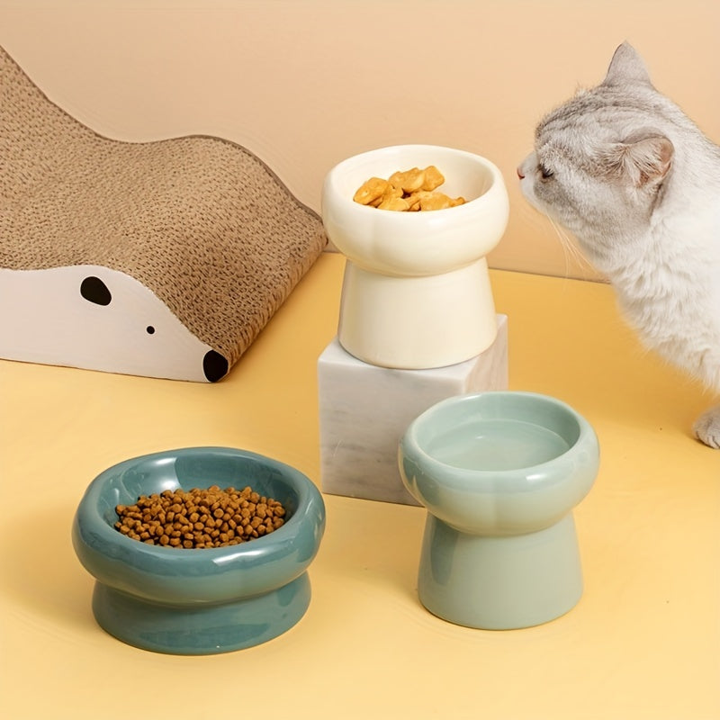 Elevated Ceramic Pet Bowls Set - Raised Dog & Cat Food & Water Bowls for Healthy Feeding