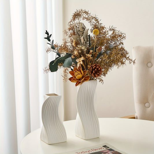 Ceramic Vase Set of 2 | Modern Minimalist Oblong Planters | Home Decor NZ