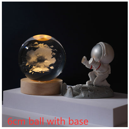 3D Crystal Ball Night Light | Solar System LED Lamp | Wooden Base | 19 Designs NZ