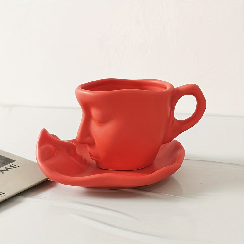 Ceramic Kiss Espresso Cup | Artistic Kissing Faces Design