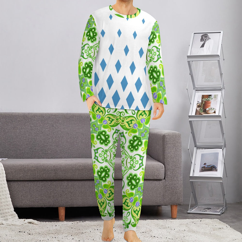Men's Long Sleeve Pajama Set — White