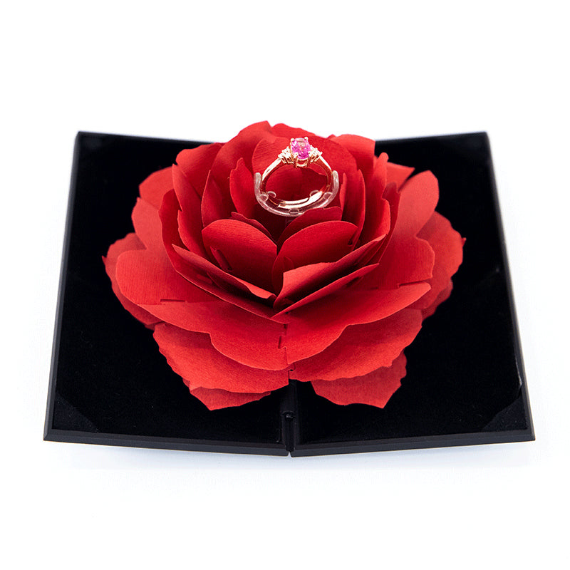 3D Rotating Rose Ring Box – Heart-Shaped Jewellery Gift Box