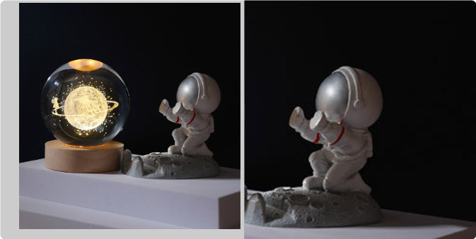 3D Crystal Ball Night Light | Solar System LED Lamp | Wooden Base | 19 Designs NZ