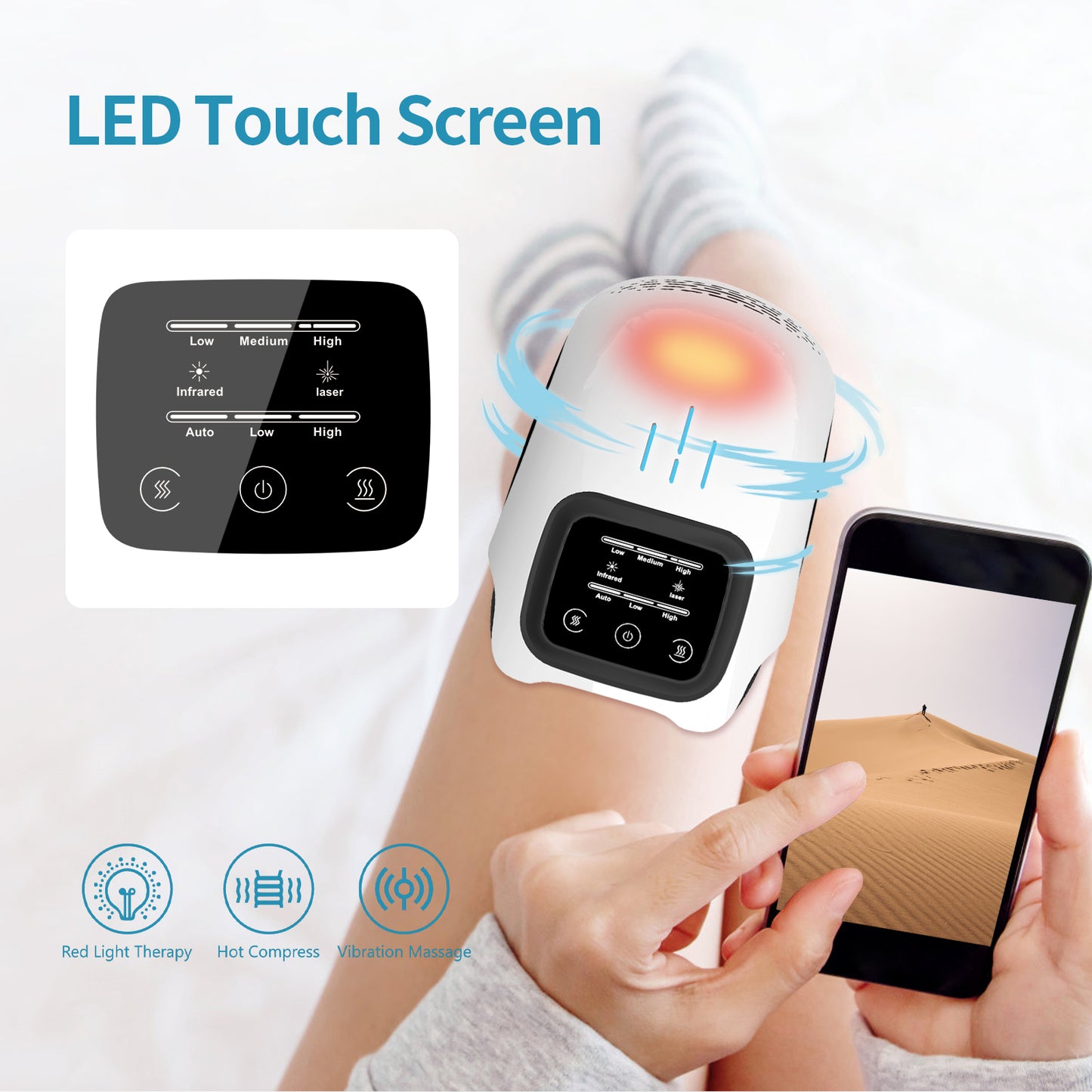 Electric Knee Massager with Heat & Infrared – Rechargeable Pain Relief Device