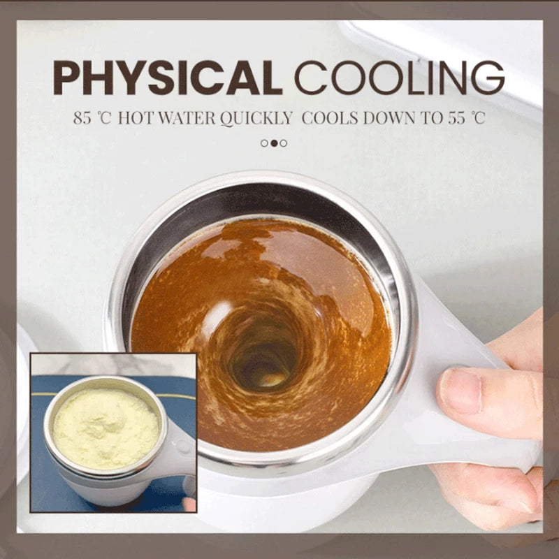 Magnetic Self-Stirring Cup | Rechargeable Electric Coffee & Tea Mug | White & Coffee NZ