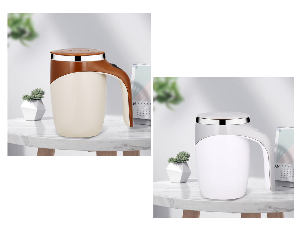 Magnetic Self-Stirring Cup | Rechargeable Electric Coffee & Tea Mug | White & Coffee NZ