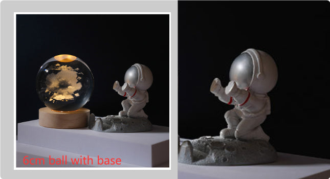 3D Crystal Ball Night Light | Solar System LED Lamp | Wooden Base | 19 Designs NZ