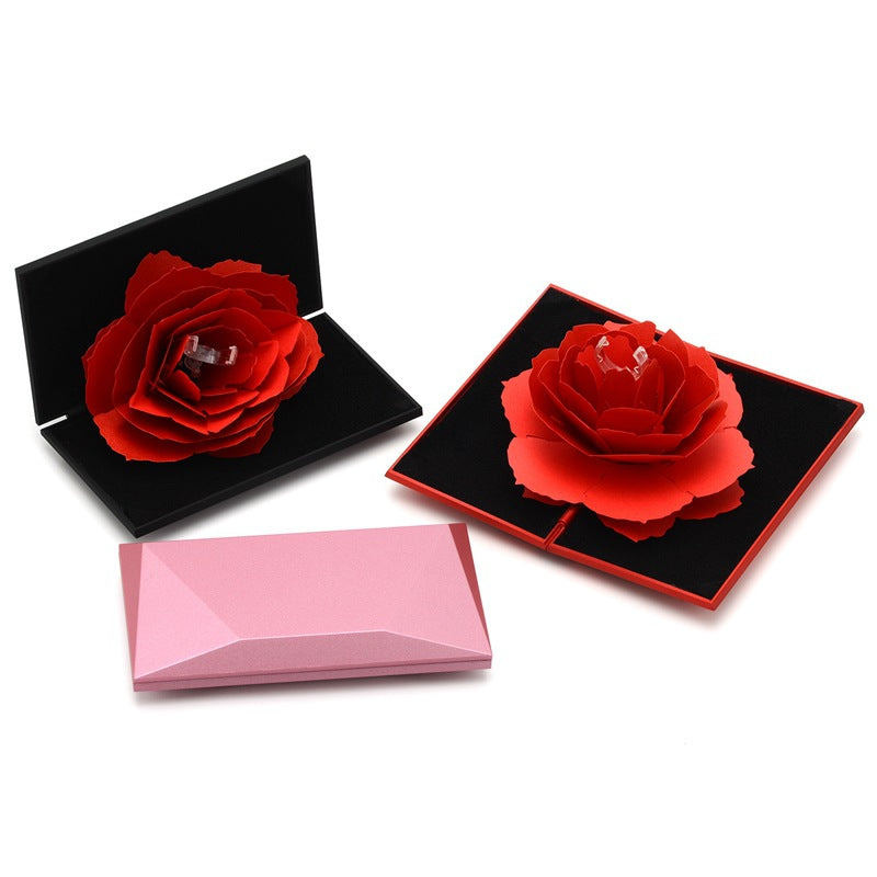 3D Rotating Rose Ring Box – Heart-Shaped Jewellery Gift Box
