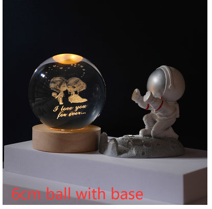3D Crystal Ball Night Light | Solar System LED Lamp | Wooden Base | 19 Designs NZ